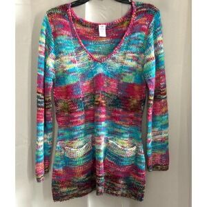 Bobbie‎ Brooks Womens Sweater Fairy Medium Loose Knit Chore Pockets Y2K 17173x